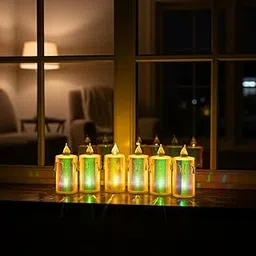 GLAOWRA Melted LED Tea Light Candles | Flameless & Smokeless | Decorative Candle Home Decor, Deepawali, Diwali Decor, Dhanteras, Gifting, Christmas, Festival Decoration, Multicolor (6Pcs)-image-47