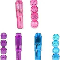 Finever Small Mini Vibrating Massager Handheld Portable Tool for Women with 4 Heads Pocket Pen for Face, Neck, Head,Back and Shoulder Pink Purple and Blue-picture-29