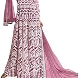 patlani Women's Naylon Net Embroiered Full Stitched Gown with Dupatta.-picture-12
