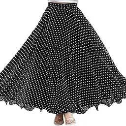 3buddy fashion Women's Polka Dot Georgette Ethnic Maxi Skirt, High Waist, Flared, Elegant Design-picture-25