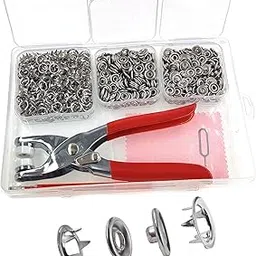 KAXIMON Snap Fasteners Kit 200 Sets, 9.5mm Fabric Snaps Clothing Snaps No Sewing,Stainless Steel Button Snaps with Snap Pliers for Metal Snaps, Press Studs Snap Fasteners Tool Kit for Fabric-picture-38
