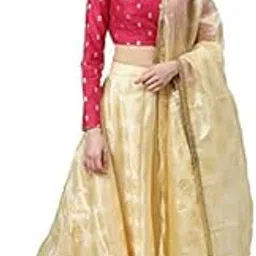 nena fashion Women's Silk Semi-stitched Lehenga Choli (Chiku, Free Size)-picture-36