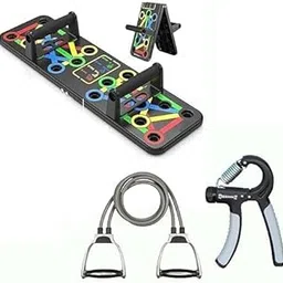 Foldable Push-up Board and Push-up Bar System, Push-up Board, Hand Grip Strengthener, Resistance Band, Multicolour-picture-22
