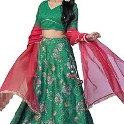 janasya Women's Crepe Silk Digital Floral Printed Readymade Lehenga Choli Set-picture-32
