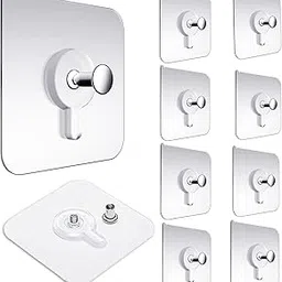 MOBDESK 10-Pcs Photo Frame Hooks for Wall Without Drilling | Photo Frame Stickers with Strong | Self-Adhesive Wall Hooks | Transparent Hooks Heavy-Duty Adhesive Hook for Hanging Photo Frame-V-253-image-11