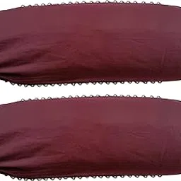 Mayabi 100% Pure Cotton Bolster Cover Set | 16x32 Inches | 300 Tc | Bed/Diwan Side Pillow Covers Only | Bed Side Long Side Pillow Case | Tie Closure - (Set of 2) (Coffee)-image-87