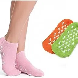 URBAN THREADS Moisturizing Grip Socks, Cotton Blend, One Size Fits Most, Non-slip Sole Design, Pink and Multicolor Pack, Spa and Indoor Comfort Wear, 2 Count-picture-18