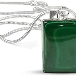 reiki crystal products AAA Malachite Pendant Square Shape Crystal Stone Locket/Pendant with Metal Chain for Reiki Healing and Crystal Healing Gemstone for Unisex (Color : Green)-picture-35