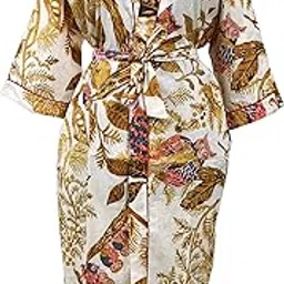 craft kala Kimono Nightwear Kaftan Nighty for Women Cotton Dresses Stylish Bath Robe Women's Long Colorful Designs Nightgown Dress Maxi Gown Handmade Cotton Printed-picture-59