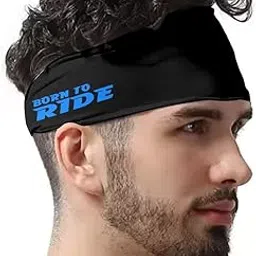 Unisex Headband for Men Women Bike Riders Sports Gym Workout Tennis Badminton Head Band for Long Hair etc (Black, Blue)-image-20
