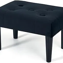 BRIAN & DANY Small Footstool Ottoman, Velvet Soft Foot Rest Seat with Wooden Legs, Step Stool for Living Room Entryway Office (Black)-picture-13