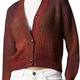 high star clothing High Star Women Acrylic Knitted Regular fit V Neck Full Sleeves Sweaters 38-picture-23