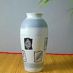 White Terracotta vase 8 inch Home Decor, Terracotta vase, Table Decoration, Hand Made Flower pots,Painting,Gift,Handmade Showpiece, Clay Pot-image-87