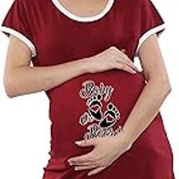sillyboom - 3.. 2.. 1.. boom !!! Sillyboom Baby On Board Graphic Print Maternity Tunic Top for Pregnant Women, T-Shirt Women's Night Dress for Pre and Post-Pregnancy-picture-48