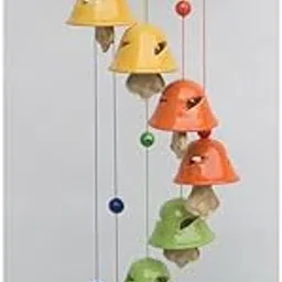 SHRIYAM Crafts Melodious Sound Ceramic Bell Wind Chimes (Multi)-image-0