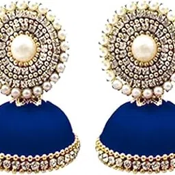 harshanvikaboutique silk thread earrings Beads Stone, Silk Dori Jhumki Earring-image-78