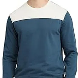 raymond Men Reguler Fit Colorblock Pattern Cotton Polyester Blend Crew Neck Full Sleeve Casual Sweatshirt Green-picture-17