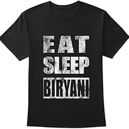 funky club Regular Fit Eat Sleep Biriyani/Biryani Lover Graphic Printed T-Shirt, Food Lover T-Shirt, Indian Food-picture-51