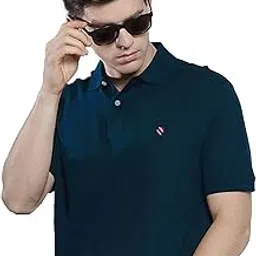 Merriment Men's Blue Half Sleeves Solid Polo T-shirt-ZZ1002-AIRFORCE-picture-33