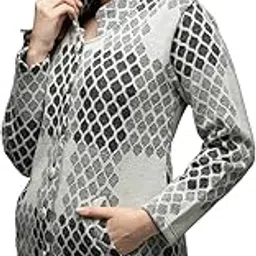 ewools winterwear Women's Woolen Geometric fullsleeves Long Coat Cardigan Sweater-picture-32