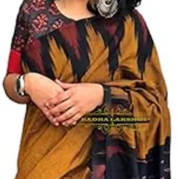 radha lakshmi Handicrafts Women's Ikat Hand Block Print Jaipuri Pure Soft Cotton Mulmul Saree with Blouse Piece (pure cotton 2 parent) a-picture-14