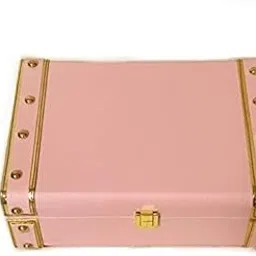 Decorative storage Gift Engineered Wood Trunk Box. Traditional Beautiful MDF and PU Leather Trunk Box for gifting showpiece etc, 10x7x3.5 Inches, Baby Pink-image-20