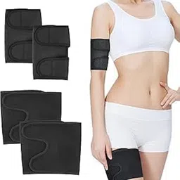 sweet sweat waist trimmer Thigh Compression Sleeves and Arm Trimmers Set, Neoprene Sweat Bands for Exercise, 1 Pair Each, Black-picture-34