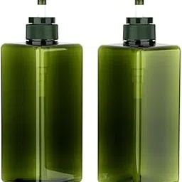 Refillable Shampoo Pump Bottle for Shower, Large Capatity Conditioner Dispensers for Bathroom, Plastic Pump Press Bottles for Lotion, Hand Wash Bottel (Green - 22 oz / 650 ml = 2 PC)-image-0