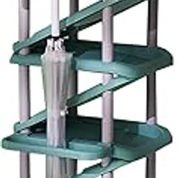 SN 6-Tier Plastic Shoe Rack and Umbrella Stand, Space-Saving Storage Organizer, Green-picture-54