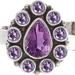 jsaj 92.5 STERLING SILVER STONE ADJUSTABLE RING FOR GIRLS AND WOMEN-picture-37