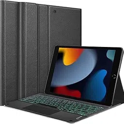 HOM Tri Fold 7-Colour Backlight Detachable Wireless Bluetooth Keyboard with Trackpad/Touchpad & Tablet Cover Case for iPad 9th / 8th / 7th Generation (2021/2020/2019) 10.2 Inch-picture-38