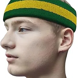 Couver 3 Striped Large Thick Wide Basketball Headband pro[1 Piece] (Green / Yellow / Green)-picture-11