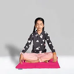 NEXTGO Pooja Aasan Extra Thick Gaddi Style Velvet Cloth Gifts Katha Havan Shaadi Long Time Comfort Soft Prayer Floor Sitting Mat Big Size 27''X 27'' INCH (hot Pink, 1)-image-0