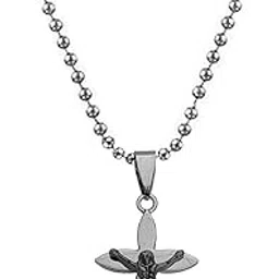 sullery Christmas Gift Lord Holy Jesus Cross Christ Crucifix Black and Silver Stainless Steel 01 Necklace Pendant for Men and Women-picture-31