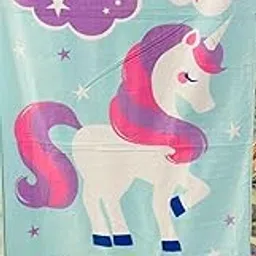SAI-Enterprises 100% Pure Cotton Cartoon Printed Extra Large Cotton Bath Towel (60x120 cm) for Boys/Girls/Infants/Toddlers/Kids (Purple Unicorn New) image 1