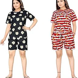 for Women Printed Co-Ords Set Night Suit and Night Dress T-Shirt ShortsNight Dress Comboset Parent-picture-28