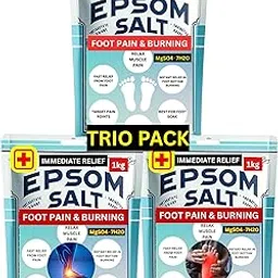 Epsom Salt for Foot Pain Relief, Relaxation Bath Soak, MgSO4 Magnesium Sulphate, Immediate Relief Formula, 1kg Pack of 3-image-14