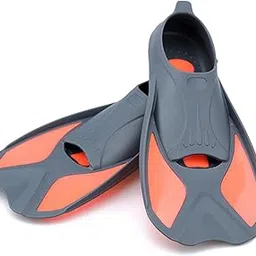 Kids Short Light Swim Fins Flippers for Swimming Snorkeling Training Grey & Orange 4XS yunfu-picture-32