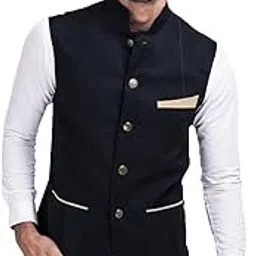 veera paridhaan Men's Solid Black Colour Nehru Jacket-picture-28