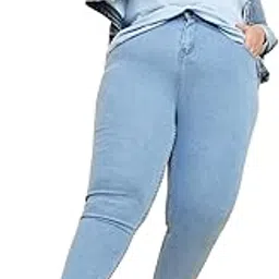 max Women's Skinny Fit Mid Rise Plus Size Stonewashed Full-Length Jeans-picture-28