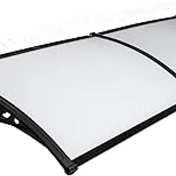 CHENNAI Window Blinds and Shades DIY Polycarbonate Awning (Engineered Plastic Brackets) Window Sunshade Door Weather Shed Rain Canopy Awnings - 8'Widthx2'Depth (Black Brackets & White Sheets)-image-86