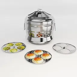 Solaris Kitchenware Stainless Steel Idli Pot | 3 Idli Plates (13 Pits) | Even Cooking, Rust-Resistant | Perfect for Idlis, Momos, Dhoklas, Veggies | Multipurpose Cookware-picture-31