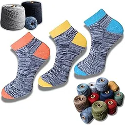 Cotton Socks for Men Combo - Ankle Cotton Socks for Mens & Womens - Unisex Pack of 3 - Orange, Yellow, Sky Blue - Ideal for Gym, Formal, and Casual Wear-image-0