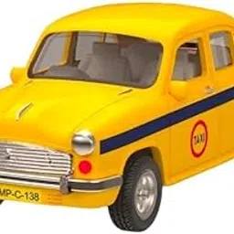Ambassador Kolkatta Taxi Toy Car, Door Openable, No Sharp Edges, Door Openable Taxi,Pull Back Action (Yellow, Pack of: 1) - Kids-picture-10