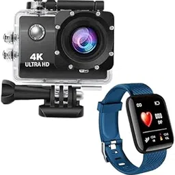 Drumstone Combo Pack of 2 Items Touch Screen Sports Action Camera, 4K Waterproof Sport Camera,16MP with D116 Smartwatch Bracelet Fitness Tracker Heart Rate Step Counter Activity Monitor Band Wristband-picture-23