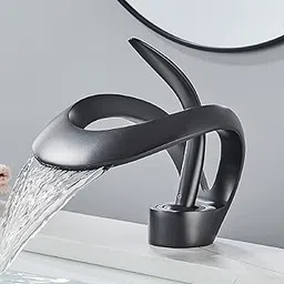 Waterfall Antique Single Lever Basin Mixer Tap with Provision for Hot and Cold Water, Table Top Brass Centre Hole Basin Mixer for Bathroom Wash Basin, Perfect for Hot & Cold Water Both-picture-15