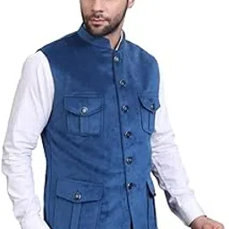 jack & sparrow Men's Regular Fit Velvet Nehru jacket | Elegant Party, Festival Wear Waistcoat-picture-46