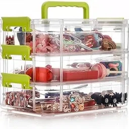 Copelle 3 Layer Plastic Storage Containers, Multipurpose Clear Stack & Carry Box, Portable Craft Organizers, and Storage Bin for Organizing Arts & Crafts, Sewing, Stationery Box,(Multicolor)-image-48