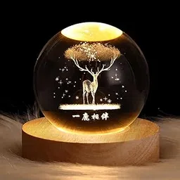 eumqestoer 3D Galaxy Crystal Ball Night Light | Dimmable Engraved LED Glass Ball Table Lamp with USB and Wooden Base for Home Decor, Office, Birthday Gift & Kids Bedroom (Mixd VERAITES)-picture-11