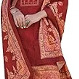 dravinam trends Women's Unstitched Woollen Pashmina Embroidered Salwar Suit Dress Material with Pashmina Printed Shawl Dupatta (Free size_Red)-picture-31